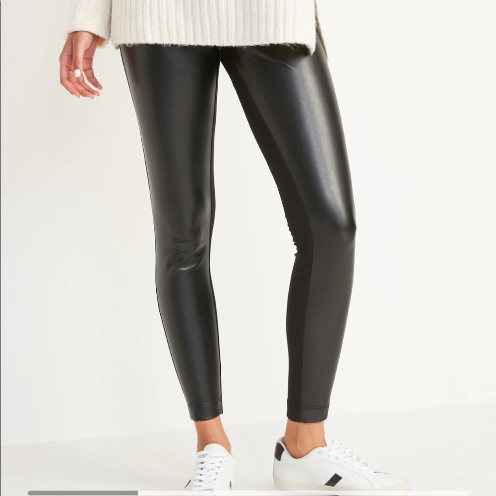 Black faux leather old navy high waisted legging